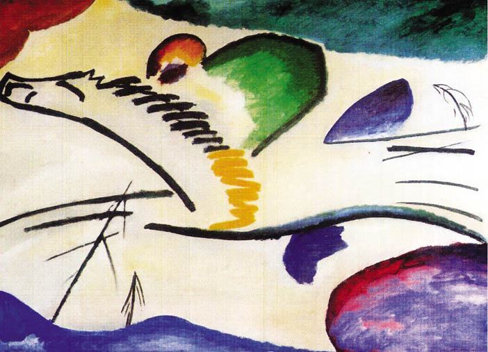 Kỵ mã xanh - tranh sơn dầu của Wassili Kandinsky, một thành viên sáng lập nhóm “Kỵ mã xanh”