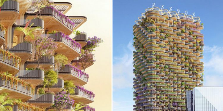 Tháp khu dân cư theo ý tưởng 'Cây cầu vồng' cây xanh tươi tốt - 1