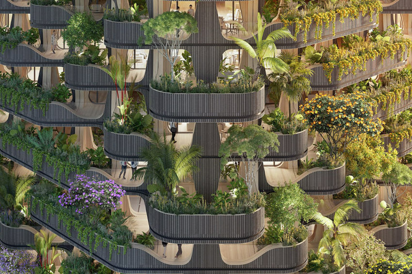 Tháp khu dân cư theo ý tưởng 'Cây cầu vồng' cây xanh tươi tốt - 5