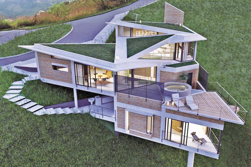 Nhà tam giác trên vùng núi