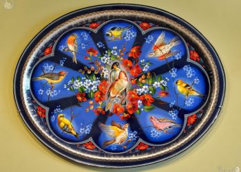Mỹ nghệ khay kim loại Zhostovo-10