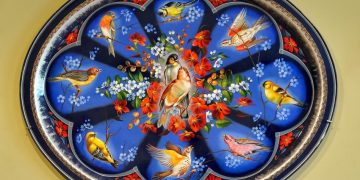 Mỹ nghệ khay kim loại Zhostovo-10