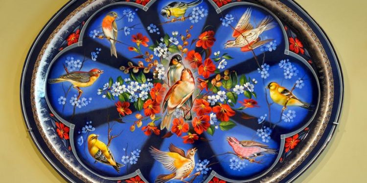 Mỹ nghệ khay kim loại Zhostovo-10