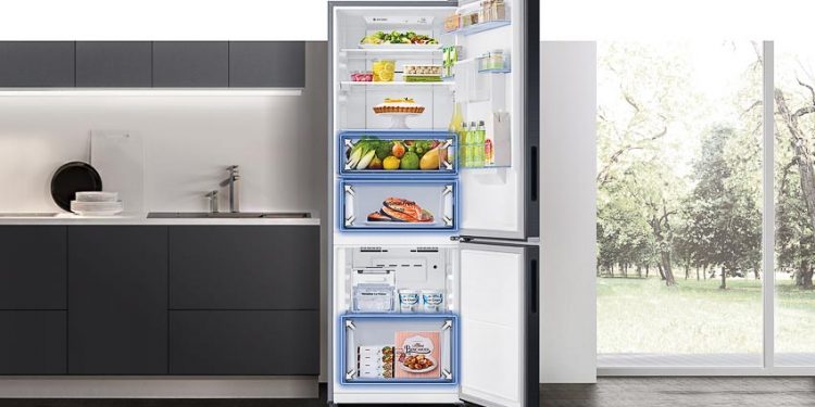 Tủ lạnh ngăn đông dưới mới nhất của Samsung nổi bật với ngăn đông mềm Optimal Fresh Zone giữ thực phẩm trọn vị tươi ngon