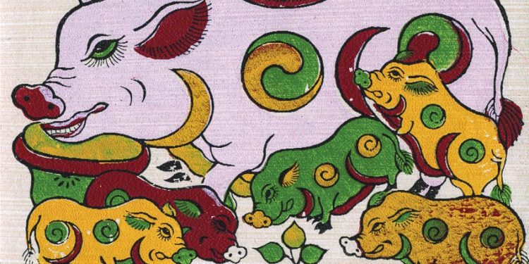 Lợn đàn - tranh khắc gỗ của làng Đông Hồ