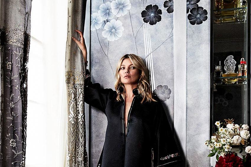 Kate Moss hợp tác với thương hiệu giấy dán tường de Gournay