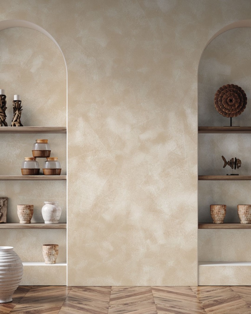 Tường trát vôi limewash tông đất