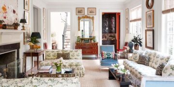 Thảm len trung tính kích thước lớn đặt dưới sofa trong phòng khách hiện đại, tạo sự gắn kết không gian - 3