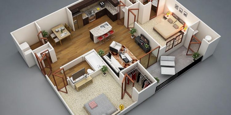 46 sơ đồ thiết kế căn hộ hai phòng ngủ (Phần 1) - 1