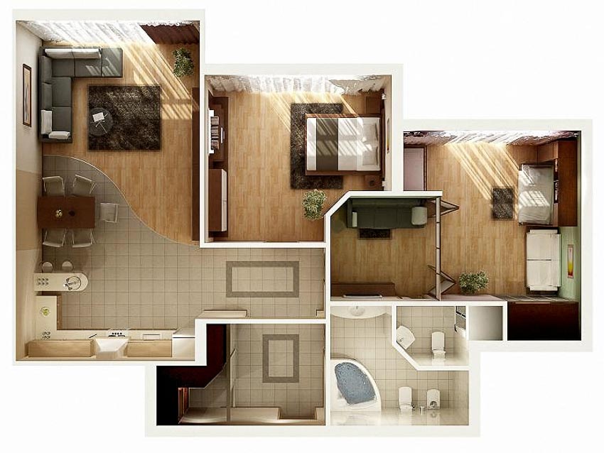 46 sơ đồ thiết kế căn hộ hai phòng ngủ (Phần 1) - 10