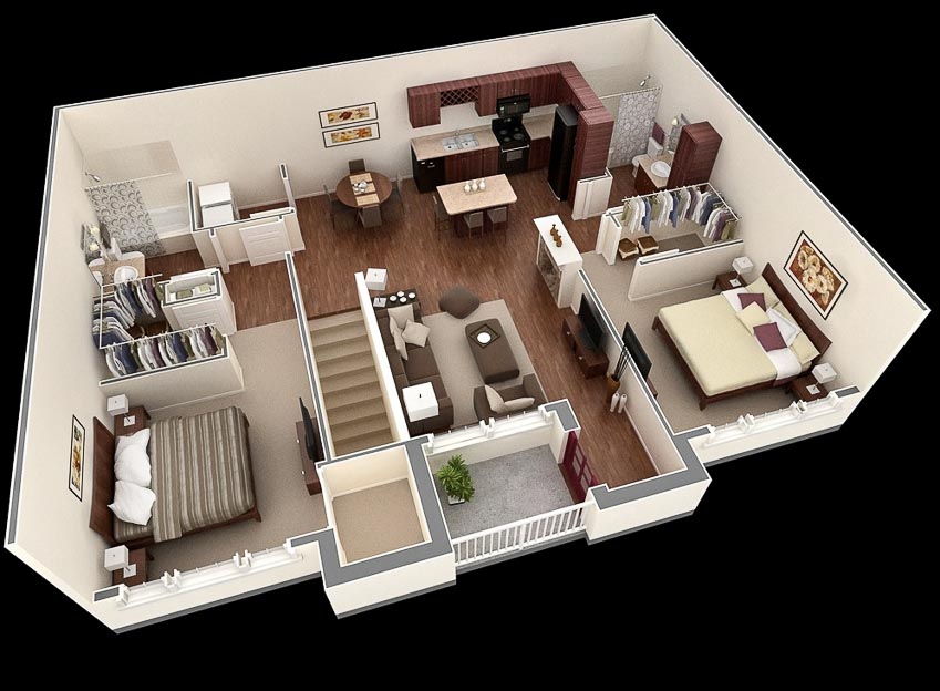 46 sơ đồ thiết kế căn hộ hai phòng ngủ (Phần 1) - 15