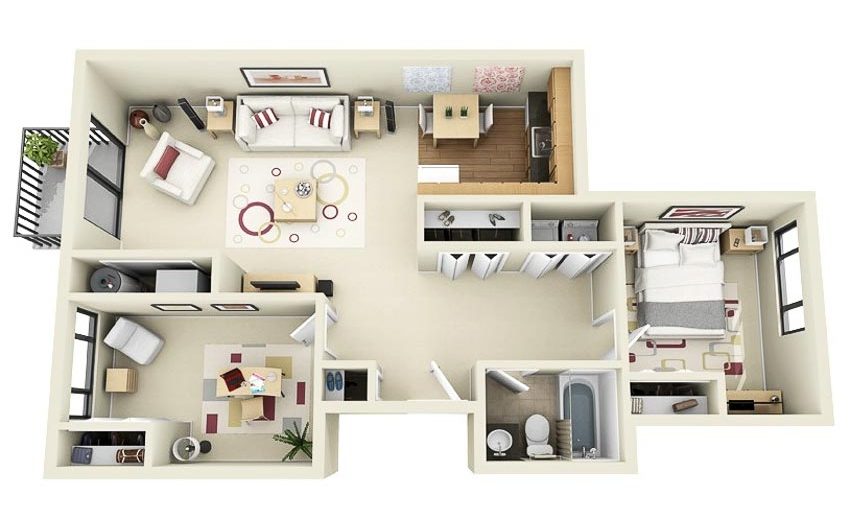 46 sơ đồ thiết kế căn hộ hai phòng ngủ (Phần 1) - 18