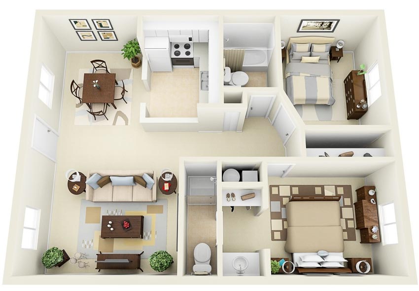 46 sơ đồ thiết kế căn hộ hai phòng ngủ (Phần 1) - 19