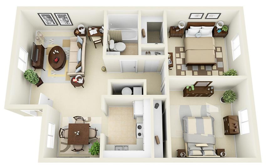 46 sơ đồ thiết kế căn hộ hai phòng ngủ (Phần 1) - 20