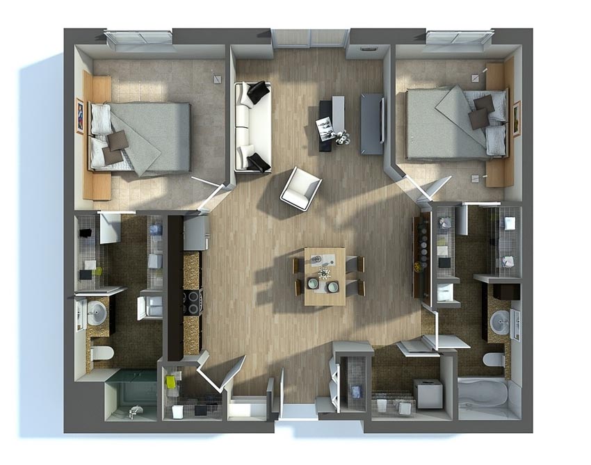 46 sơ đồ thiết kế căn hộ hai phòng ngủ (Phần 1) - 21
