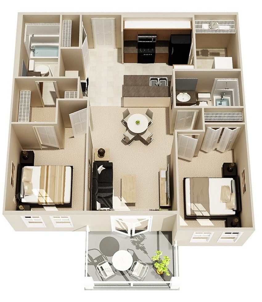 46 sơ đồ thiết kế căn hộ hai phòng ngủ (Phần 1) - 22