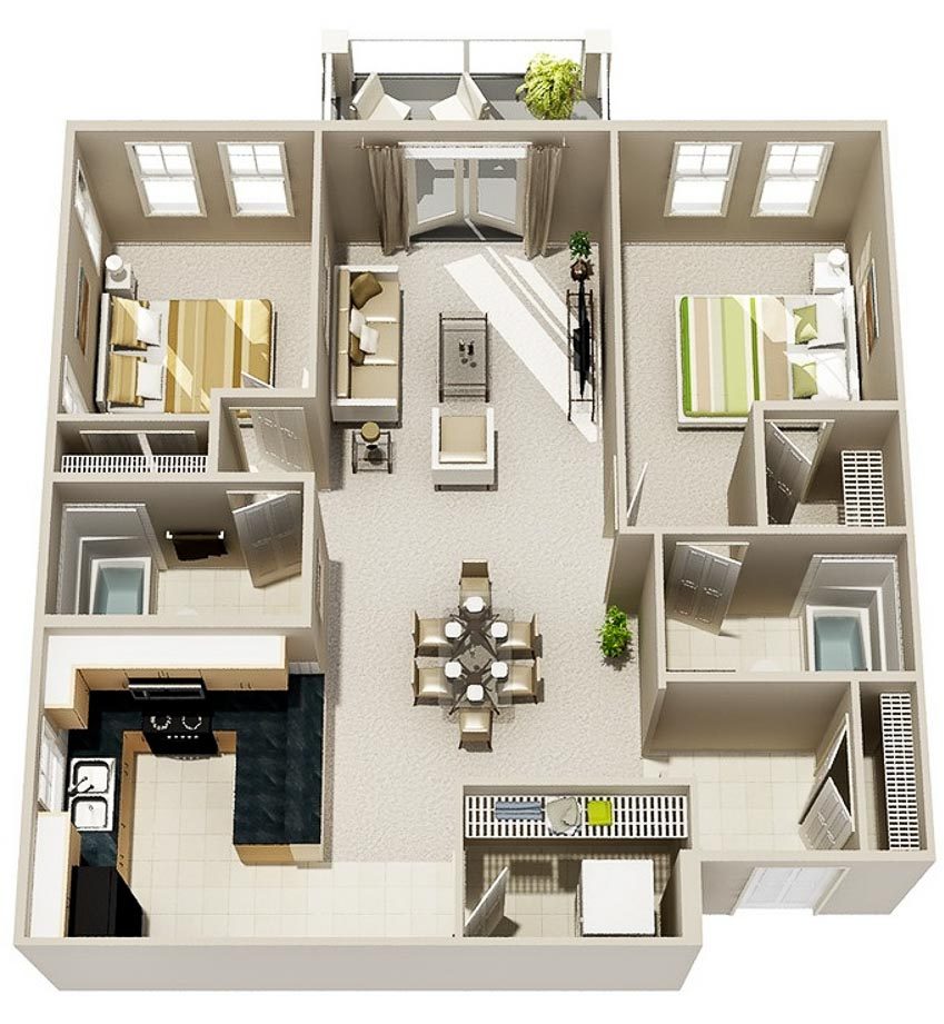 46 sơ đồ thiết kế căn hộ hai phòng ngủ (Phần 1) - 23