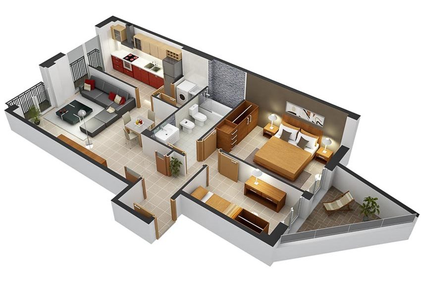 46 sơ đồ thiết kế căn hộ hai phòng ngủ (Phần 1) - 8