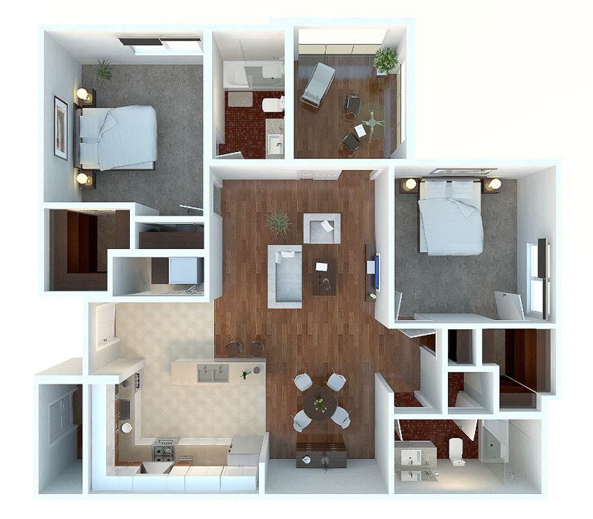 46 sơ đồ thiết kế căn hộ hai phòng ngủ (Phần 2) - 6