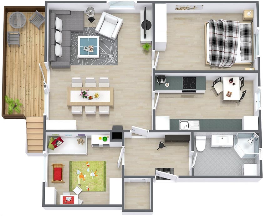 46 sơ đồ thiết kế căn hộ hai phòng ngủ (Phần 2) - 9