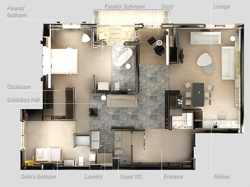 46 sơ đồ thiết kế căn hộ hai phòng ngủ (Phần 2) - 11