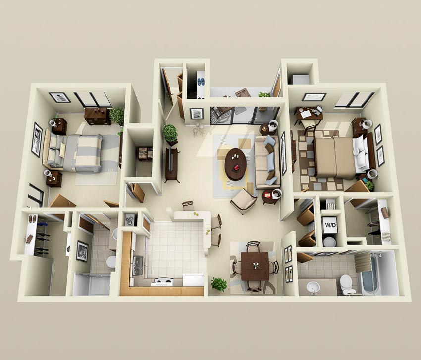 46 sơ đồ thiết kế căn hộ hai phòng ngủ (Phần 2) - 13