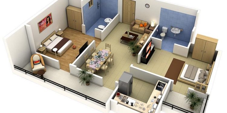 46 sơ đồ thiết kế căn hộ hai phòng ngủ (Phần 2) - 16