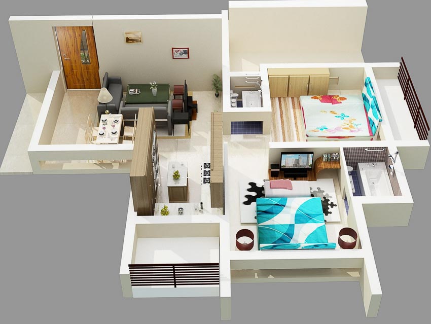 46 sơ đồ thiết kế căn hộ hai phòng ngủ (Phần 2) - 22