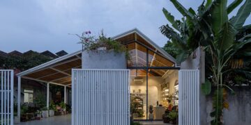 không gian shophouse Thy’s House tại Biên Hòa với mái kính, lam gỗ và vòm bê tông cong mềm mại - 7