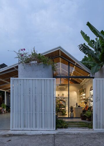 không gian shophouse Thy’s House tại Biên Hòa với mái kính, lam gỗ và vòm bê tông cong mềm mại - 7