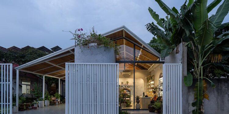 không gian shophouse Thy’s House tại Biên Hòa với mái kính, lam gỗ và vòm bê tông cong mềm mại - 7
