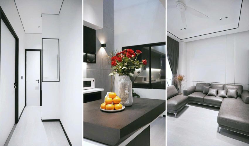 Không gian nội thất tối giản của V’s House với tông trắng đen, cầu thang hiện đại, ánh sáng tự nhiên và thiết kế nhà ống thông tầng - 6